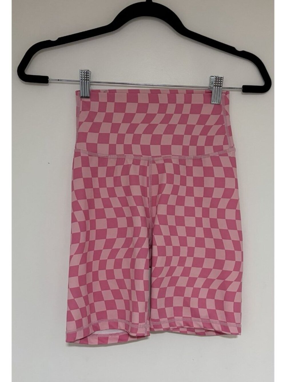 Wilo The Label Women’s Pink Checkered Athletic Bike Shorts Size Small